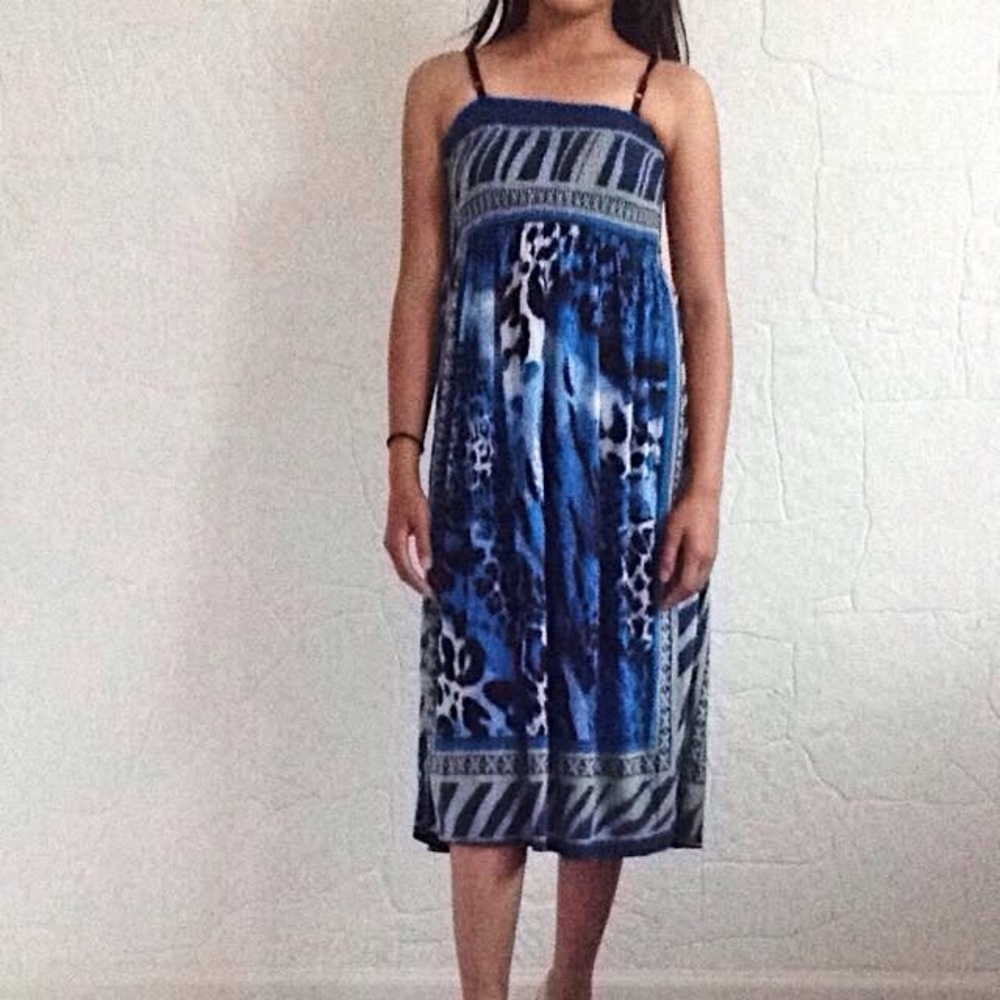 Strappy blue printed dress